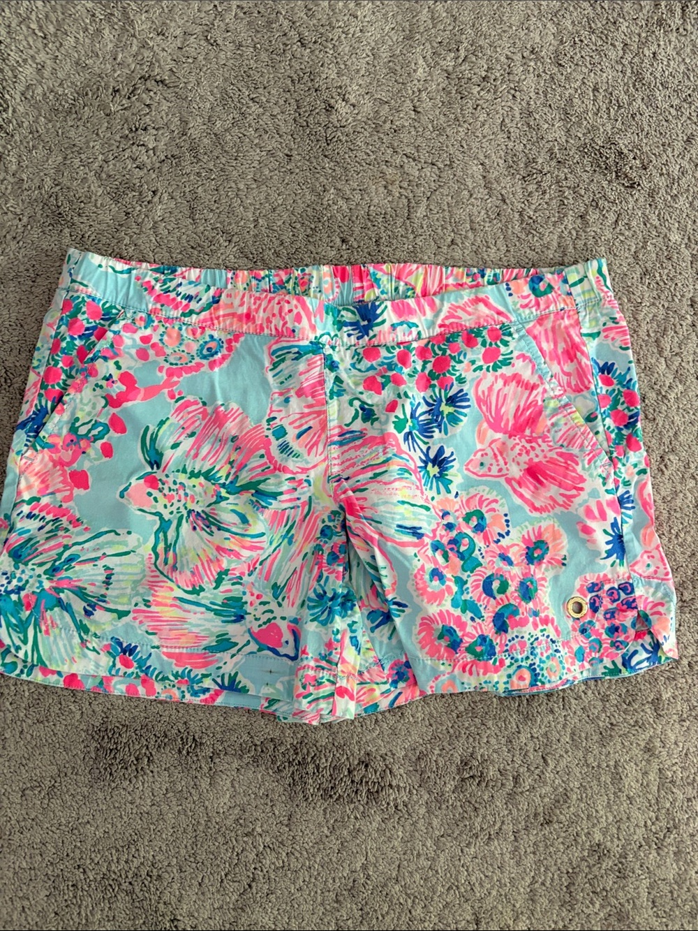 Lily Pulitzer Floral Print Women's Casual Shorts - Size M Pink & Light Blue